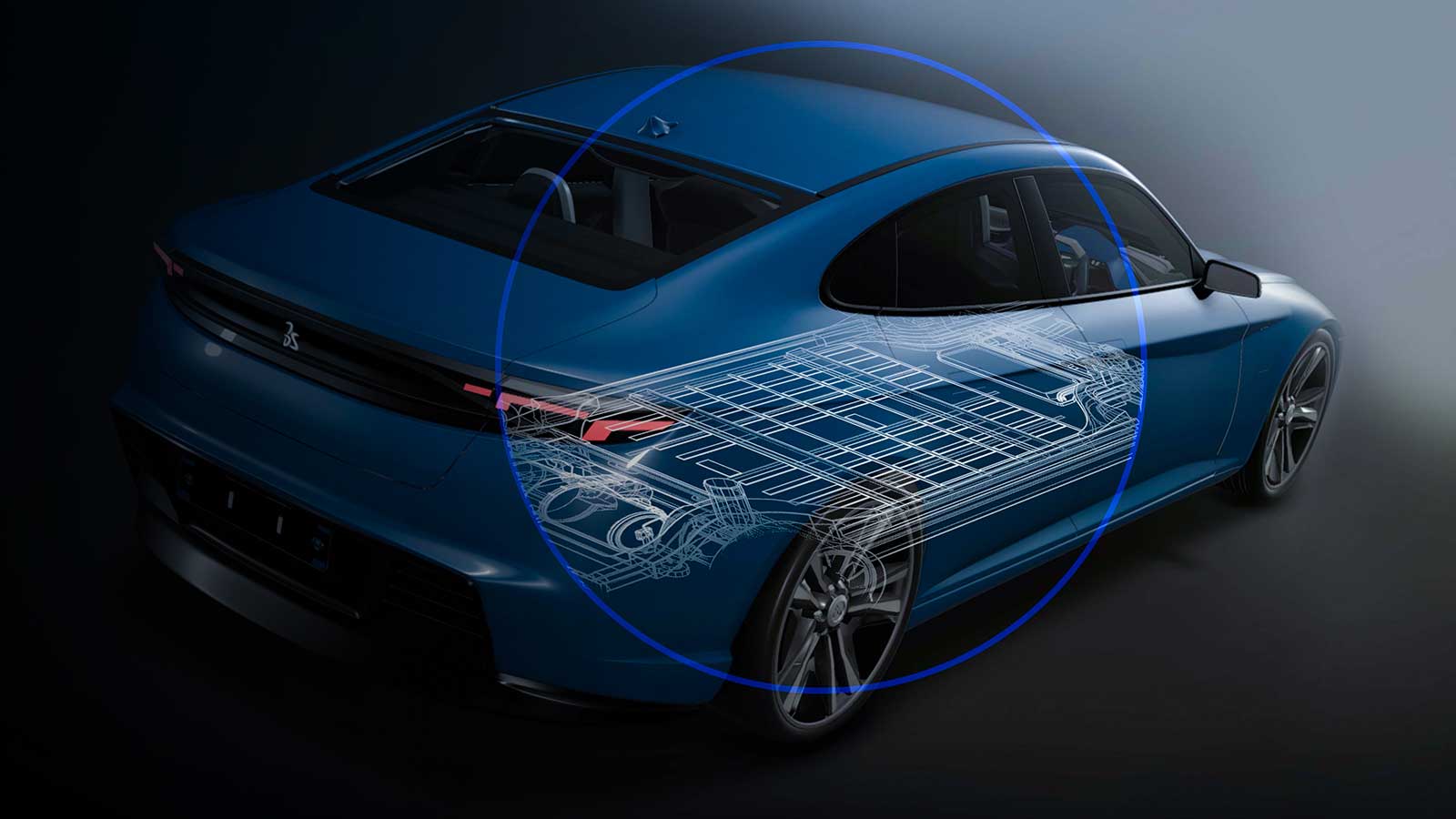 Rendered model of blue car