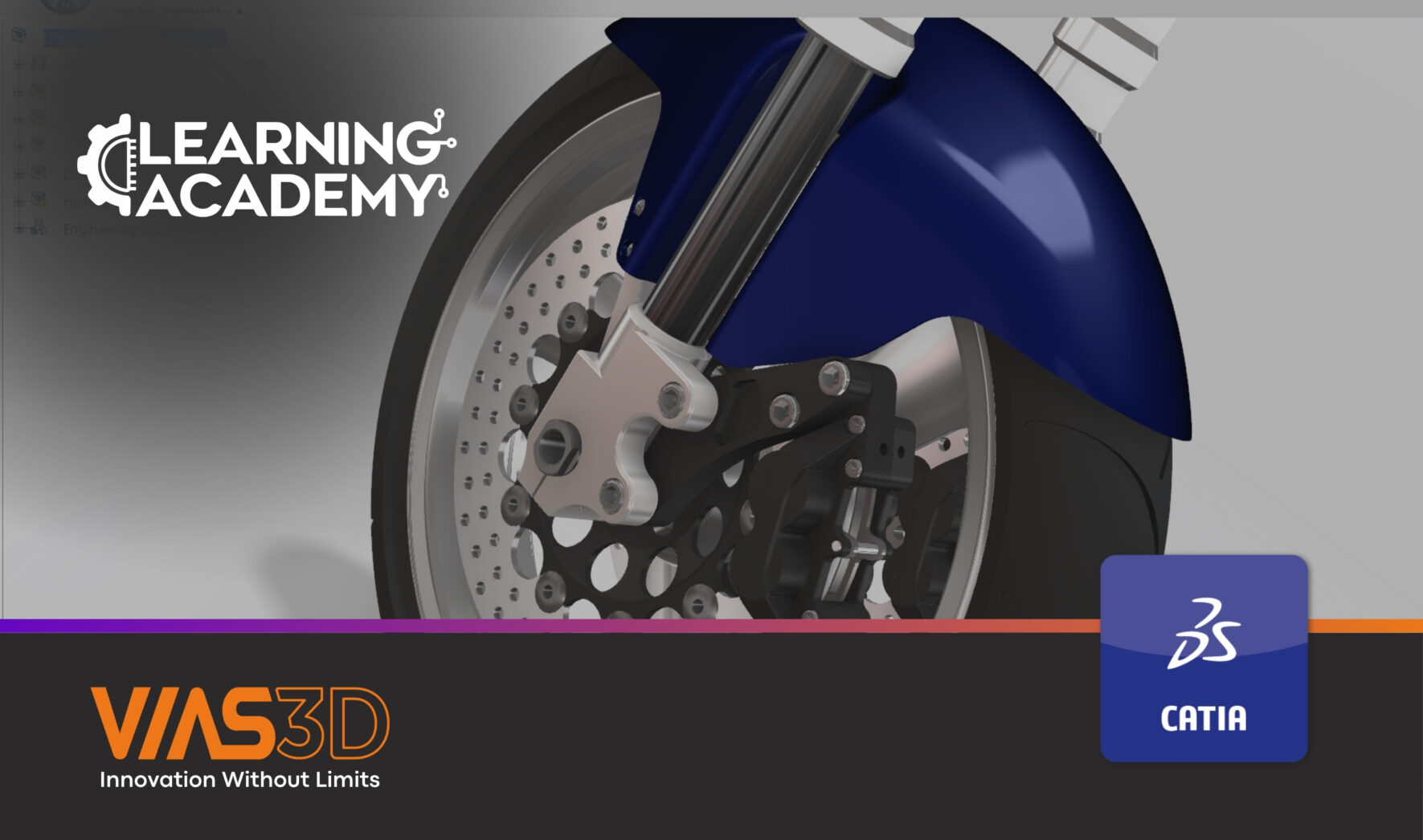 Rendered motorcycle front wheel assembly